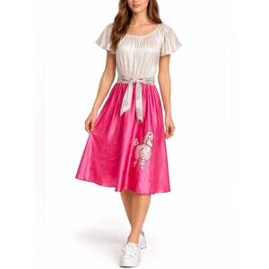 Rubie's Poodle Skirt Dress Costume Pink White Women's S/M 50s Sock Hop EUC